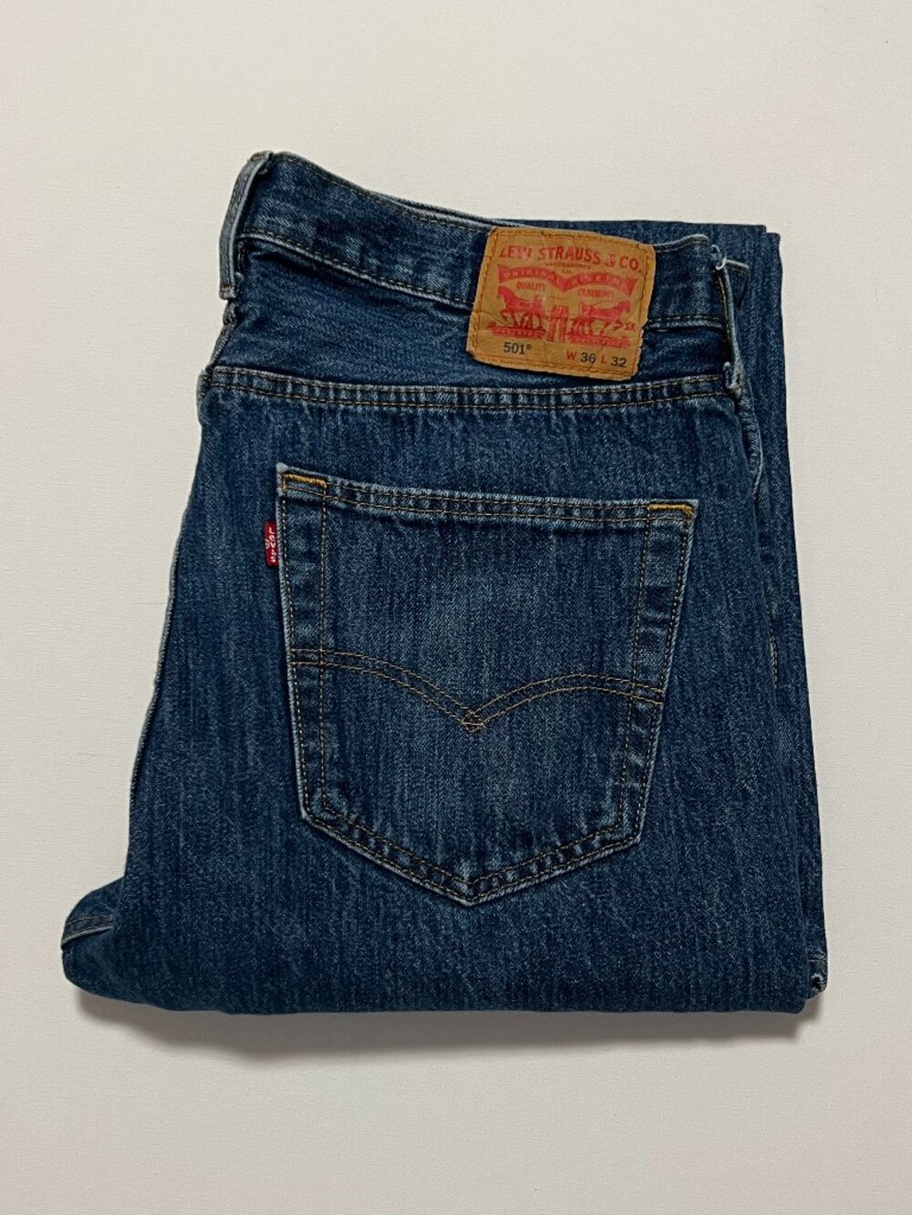 Levi's 501 Button Fly Jeans Medium Wash Straight Leg Denim Men's size 36x32